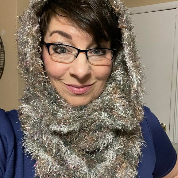 Eyelash Scarf - Gray, White, Camel-Colored with Sparkles - Picture 2 of 3